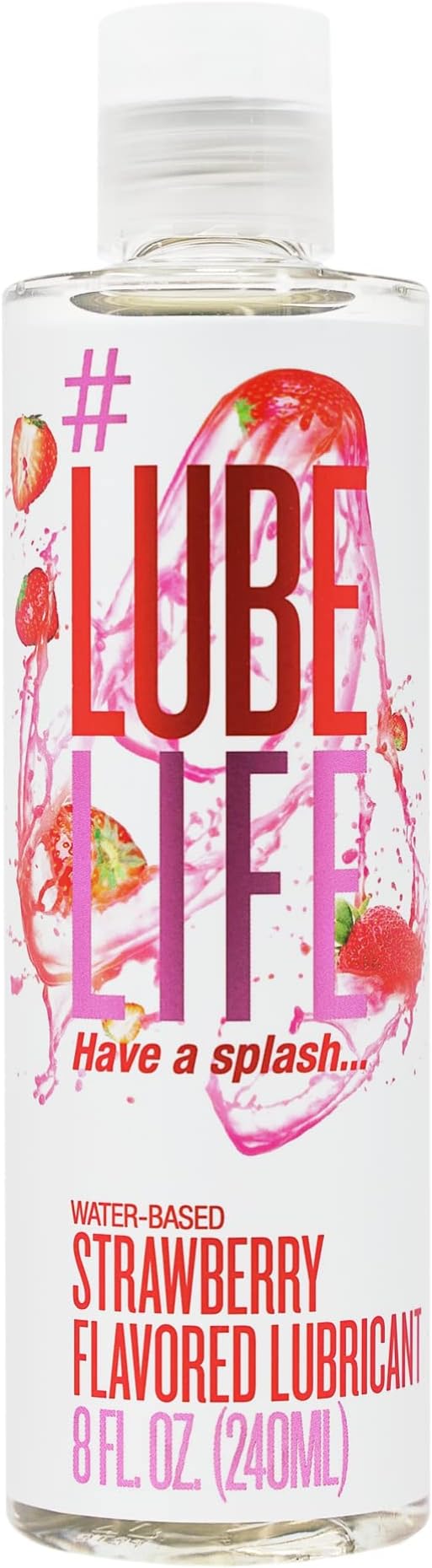 LubeLife Water-Based Strawberry Flavored Lubricant, Personal Lube for Men, Women and Couples, Made Without Added Sugar, 8 Fl Oz