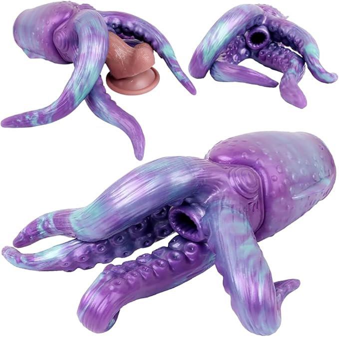 2 in 1 Octopus Fantasy Masturbator with Realistic 4 Tentacles Anal Plug Dildos, Soft Silicone Monster Masturbators Pocket Pussy