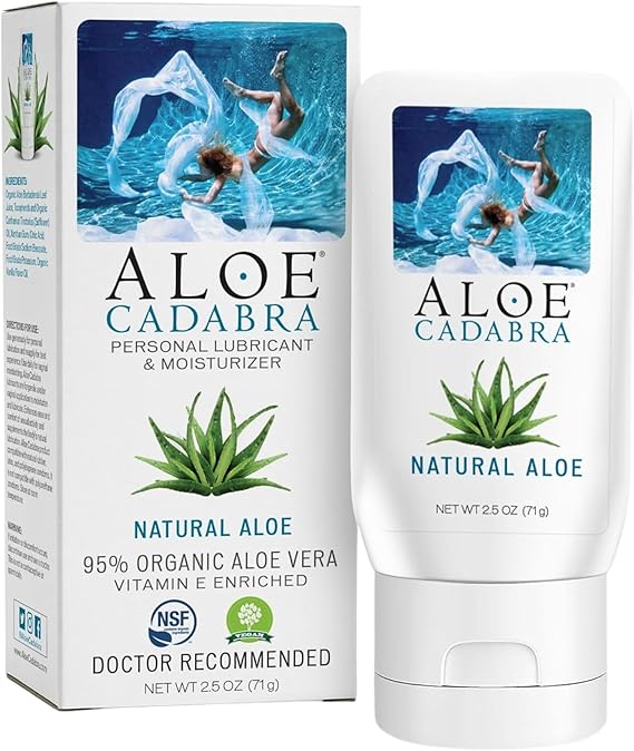 Aloe Cadabra Natural Water Based Personal Lubricant and Vaginal Moisturizer, Organic Aloe Lube for Men, Women and Couples, Non-Staining, pH Balanced (Unscented 2.5 Ounces, 1 Pack)