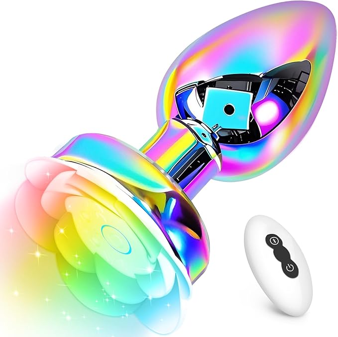 Colorful Metal Anal Plug Vibrator Sex Toy, 10 Vibrations Butt Plug 