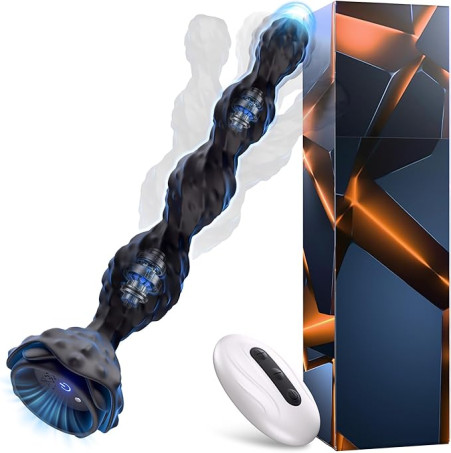 7.48'' Anal Beads Vibrating Butt Plug, Prostate Massager Anal Plug with 7 Vibrating