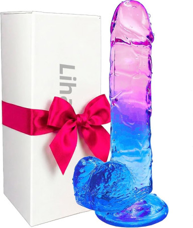 7.8-Inch Blue Purple Gradient Dual-Density Realistic Dildo with Suction Base