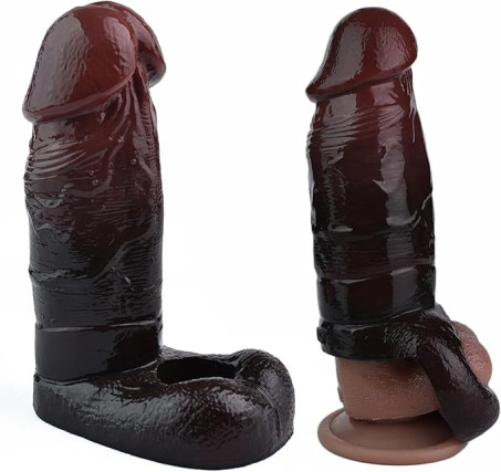 Realistic Liquid Silicone Penis Extender Sleeve with Base Ring