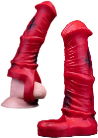 19cm Textured Platinum Silicone Horse-Inspired Penis Extender Sleeve