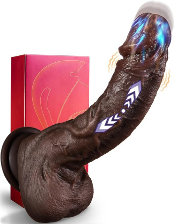 Curved Liquid Silicone Thrusting and Vibrating Dildo with Suction Base