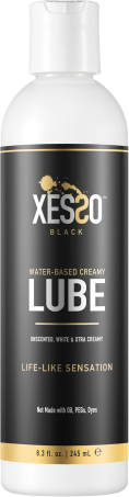XESSO Water-Based Creamy Lube, Unscented 8.3 Fl Oz, Thick White Gel-Like Slippery Glide, Hypoallergenic for Women, Men & Couples. Made in US & Discreet Package. Package May Vary
