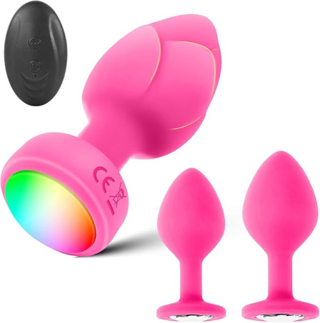 Vibrator Anal Plug with 3PCS Butt Plug Set – 10 Modes LED Remote Control