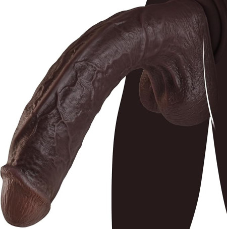 11 Inch Realistic Big Black Dildo Sex Toy, Skin-Like Huge Thick Dildo 
