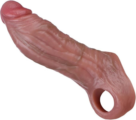 Realistic Liquid Silicone Sealed-Tip Penis Extender and Girth Sleeve