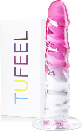 Dual-Color Pink Gradient TPE Realistic Dildo with Suction Base
