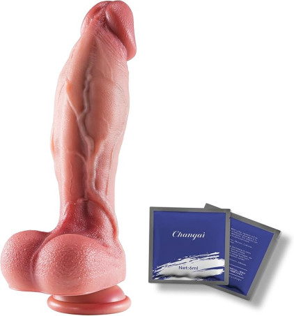 9.5-Inch Dual-Density Realistic Silicone Suction Dildo