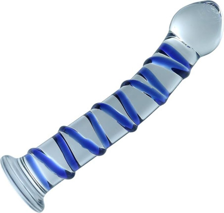 Glass Pleasure Wand Dildo Mushroom Tip Blue