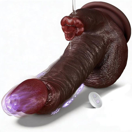 Thrusting Dildo Vibrator Sex Toys - 4 in 1 Black Realistic Dildos