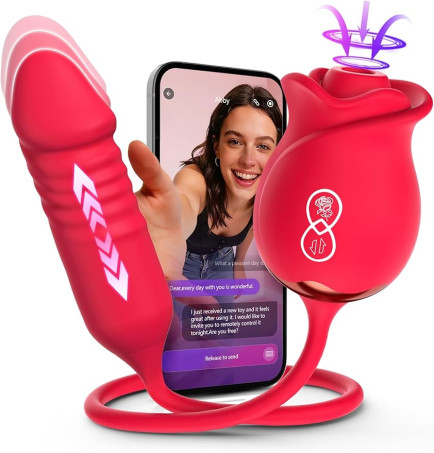 Mooligirl Rose Toy Dual-Stimulation App-Controlled Thrusting Dildo Vibrator