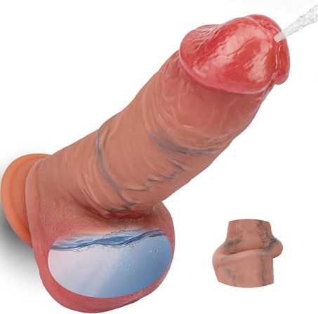 6.9-Inch Movable Foreskin Squirting Realistic Dildo with Suction Base