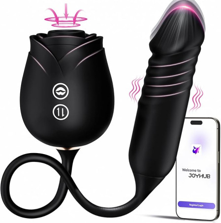 MOOLIGIRL Rose Suction and Thrusting Vibrating Dildo with App Control