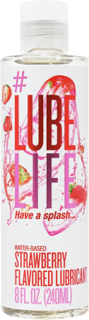 LubeLife Water-Based Strawberry Flavored Lubricant, Personal Lube for Men, Women and Couples, Made Without Added Sugar, 8 Fl Oz