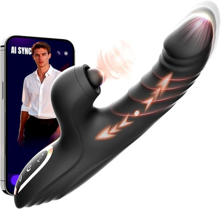 Black Rabbit 4-in-1 Smart App-Controlled Thrusting and Tapping Dildo