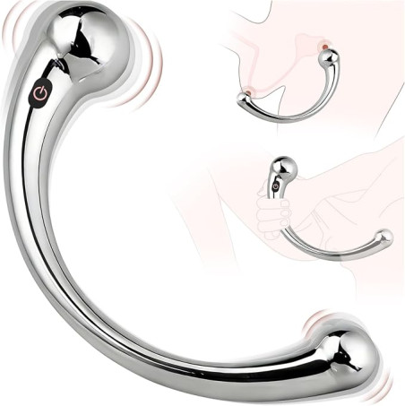Dual-Ended Aluminum Alloy Curved Prostate Massager and Butt Plug