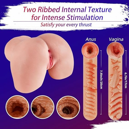 Male Masturbator Adult Sex Toys - 2 Holes Pocket Pussy Realistic Sex Dolls Male Sex Toys for Men