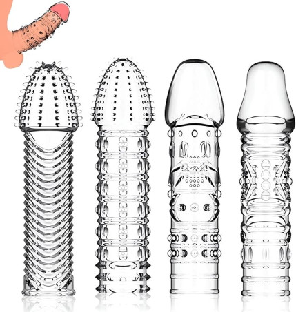 4-Pack Reusable Penis Sleeve Extender Set for Men