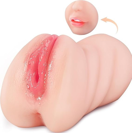 3 in 1 Pocket Pussy Male Masturbators with Lifelike Face