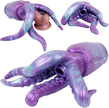 2 in 1 Octopus Fantasy Masturbator with Realistic 4 Tentacles Anal Plug Dildos, Soft Silicone Monster Masturbators Pocket Pussy