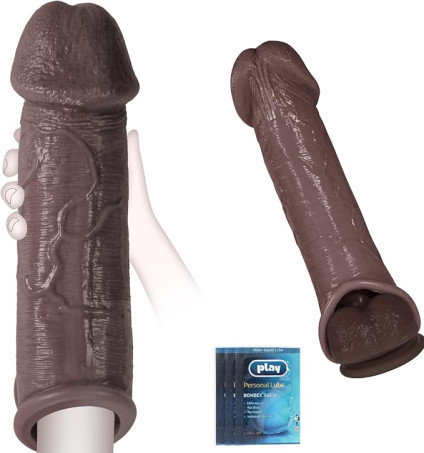 Realistic Silicone Penis Sleeve with Large Glans Girth Enhancer