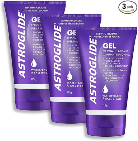 Astroglide Water Based Lube (4oz), Gel Personal Lubricant, Stays Put with No Drip (Pack of 3)