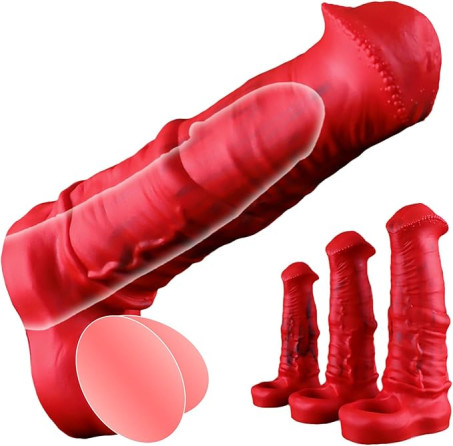 Realistic Multi-Size Liquid Silicone Horse Penis Sleeve and Extender