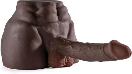 6 lb Black Male Torso Sex Doll with 360-Degree Bendable Dildo and Anal Channel