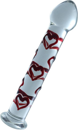 Glass Pleasure Wand with Mushroom Tip Red Sweetheart