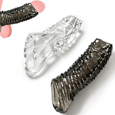 2-Piece Silicone Cock Ring Set with Textured Sleeve