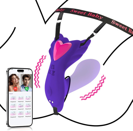 App-Controlled Wearable Panty Vibrator with Insertable Dildo