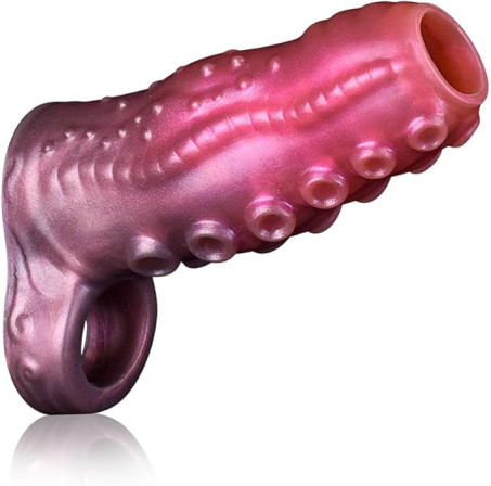 Textured Liquid Silicone Open-Glans Monster Penis Sleeve and Ring