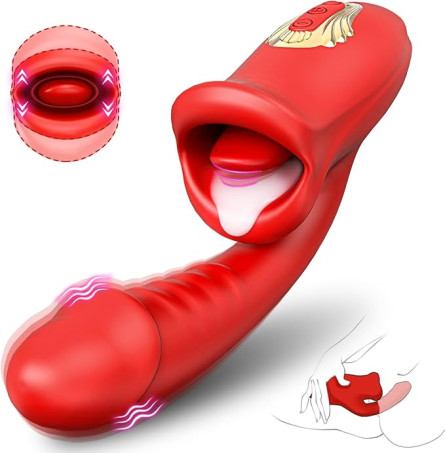 Tongue Rose Sex Toy, 3 in 1 Realistic Dildo Vibrator for Women
