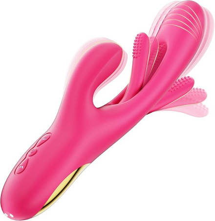 3-in-1 Rabbit Vibrator Dildo with Flapping Tongue & Dual Vibration