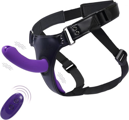 5 Inch Vibrating Strap-On Dildo Harness Set for Women and Men