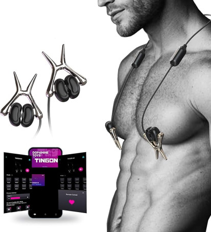 TINGON Vibrating Nipple Clamps Nipple Vibrators for Men Women