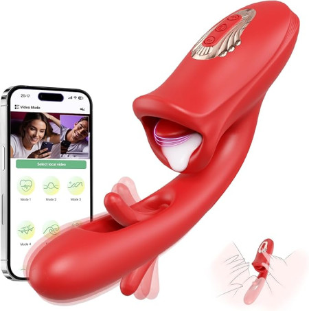 Vibrator Adult Sex Toys for Women, APP Remote Control Tongue Rose Sex Toy Dildo