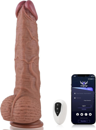Wildolo 3' Huge Silicone Dildo with Wide Ball, Thick Brown 14' Long with App Controlled Vibrating