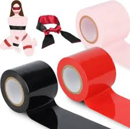 BDSM Bondage Restraints Tape Set – 3 Rolls Electrostatic Tape with Blindfold for BDSM