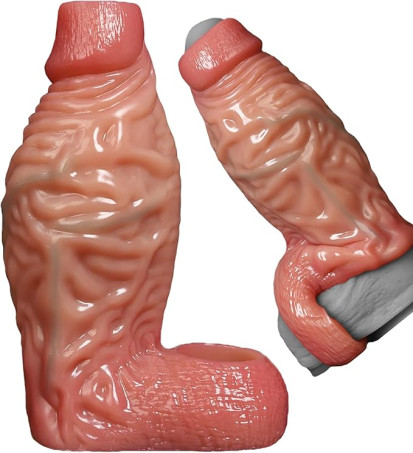 Open-Glans Liquid Silicone Thickened Penis Sleeve and Ring