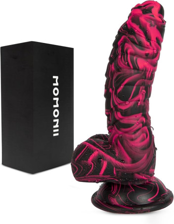 7.16-Inch Black and Pink Realistic Silicone Suction Dildo