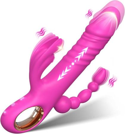 Tlozii 3-in-1 Thrusting Rabbit Vibrator with Independent Controls