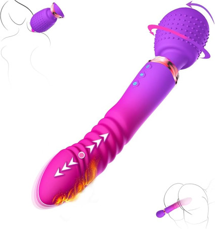 Thrusting Dildo G Spot Vibrator Wand Massager for Women & Couples