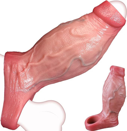 Large Realistic Silicone Penis Sleeve with 2.5-Inch Diameter