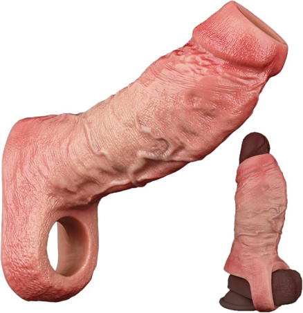 Silicone Open-Head Reusable Penis Enlargement Sleeve and Ring
