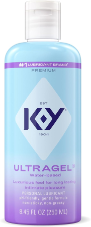 K-Y Ultragel Water Based Lube, Non-Greasy Water Based Personal Lubricant, pH Friendly Lube, Condom Friendly Personal Lube, 8.45 Fl Oz