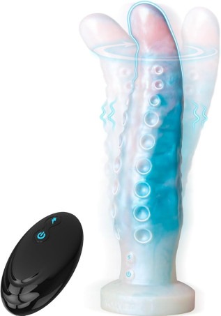8.6'' Tentacle Anal Dildo G-Spot Vibrator with Finger-Like Flicking Tip